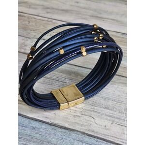 Magnetic Navy Blue Bracelet Gold Tone Wrap style. NWOT